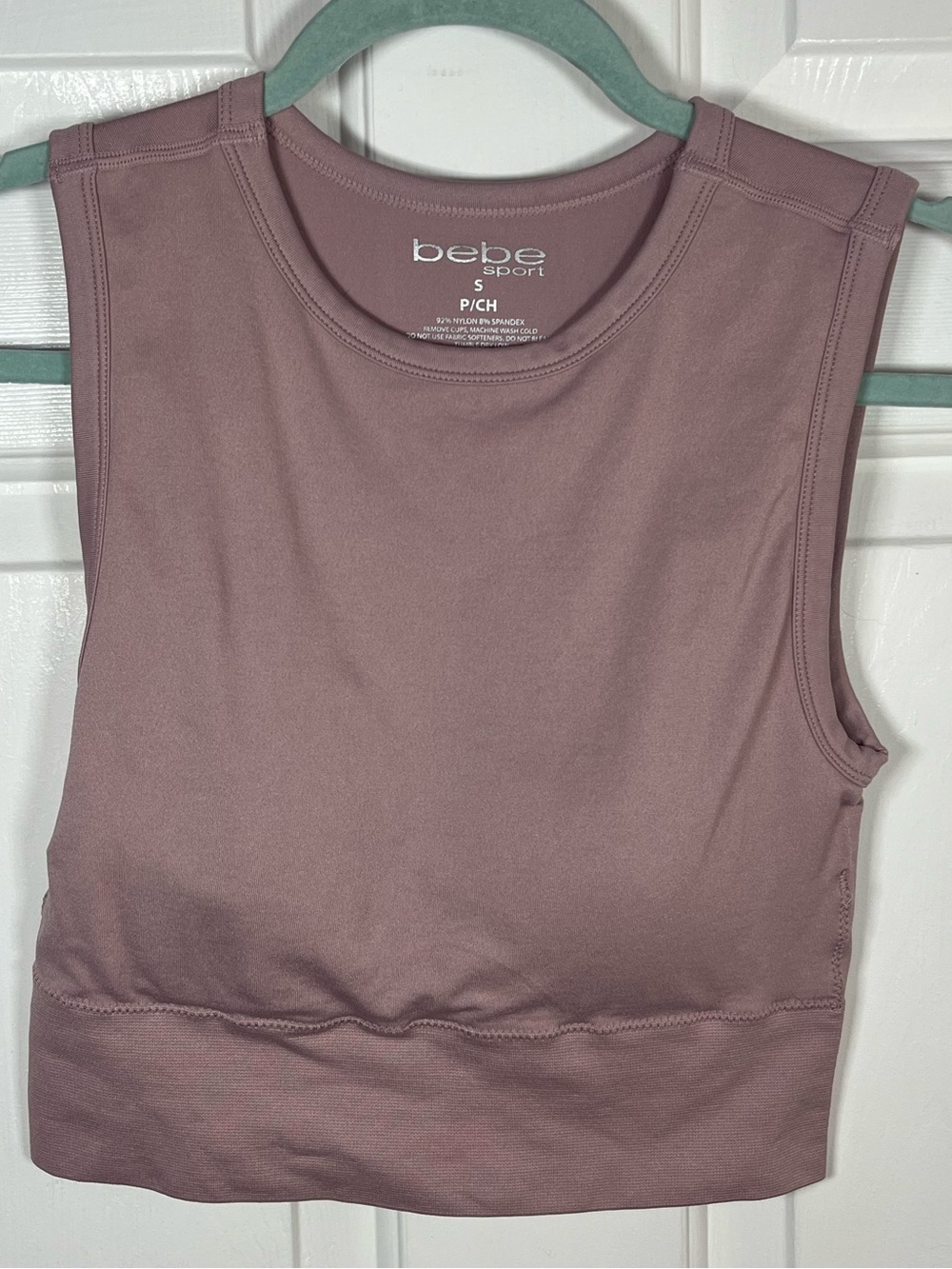 bebe Sleeveless Crop Tank Top - Mauve